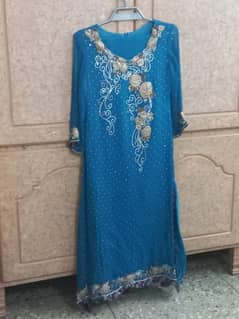 blue chiffon embodied dress