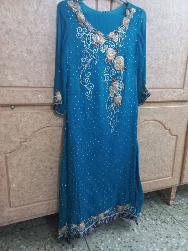 blue chiffon embodied dress 3