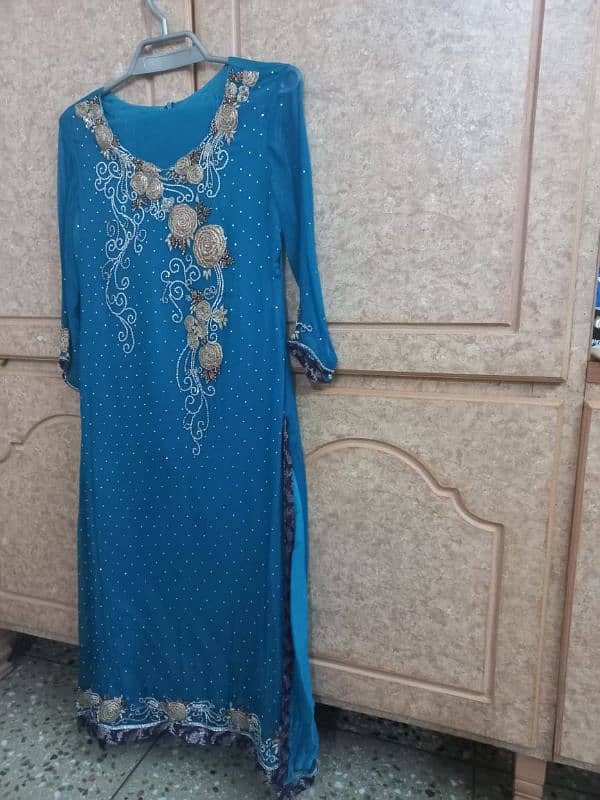 blue chiffon embodied dress 5