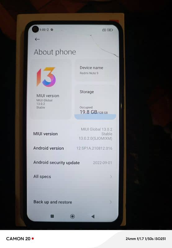 redmi note 9 with box glass crack 10