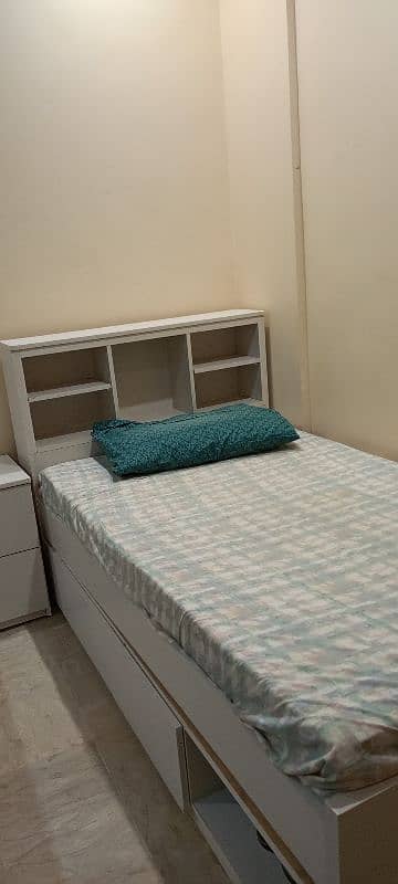 Single Bed with Mattress Single Almari dressing 1 Side table 0