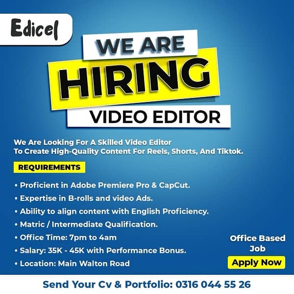 Video Editor Required 0