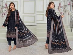 3 Pcs Women's Unstitched Khaddar Printed Suit