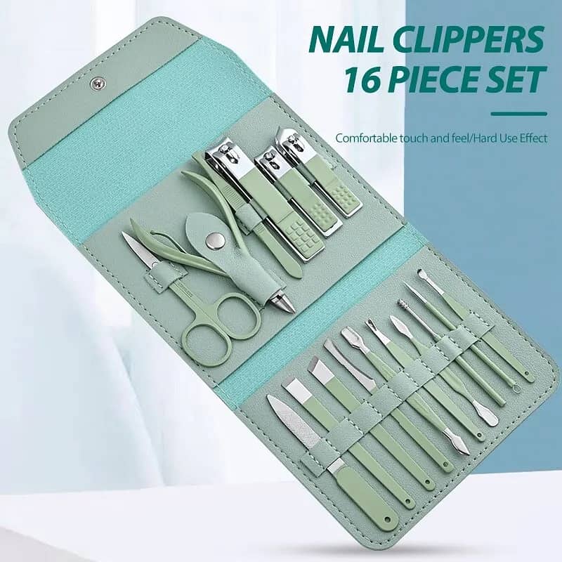 Manicure, Pedicure , Nailcutter Set Stainless Steel 16 Pieces 0