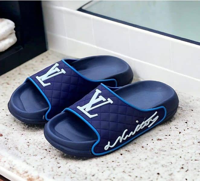 Men's medicated PU leather soft slide slippers 4