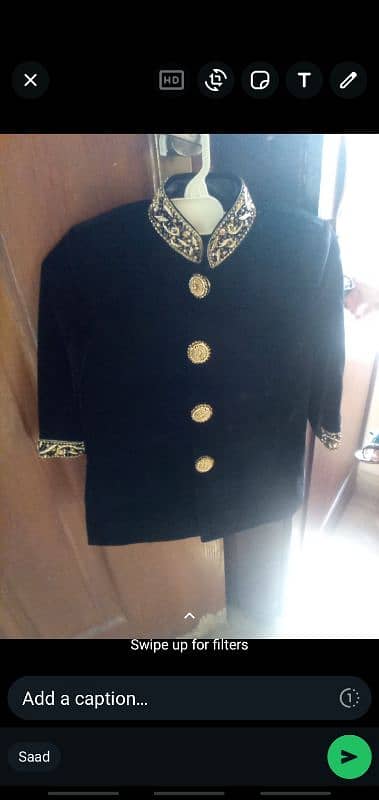 black velvet sherwani 2 year size 0