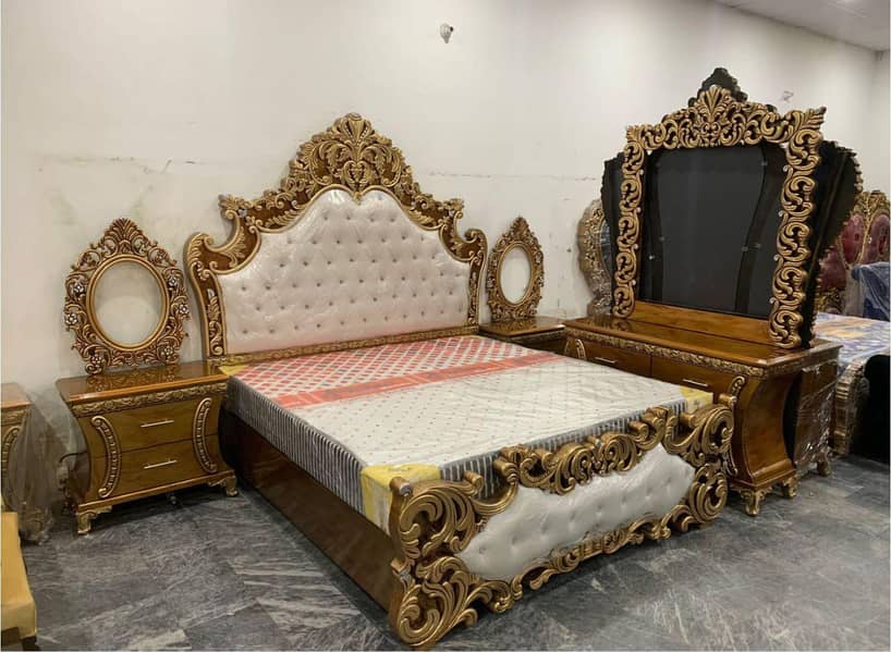 bed set / king size bed / double bed / poshish bed / bed / side table 17