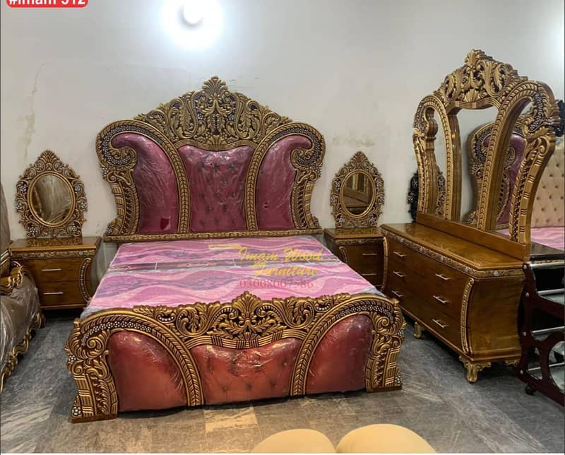 bed set / king size bed / double bed / poshish bed / bed / side table 18