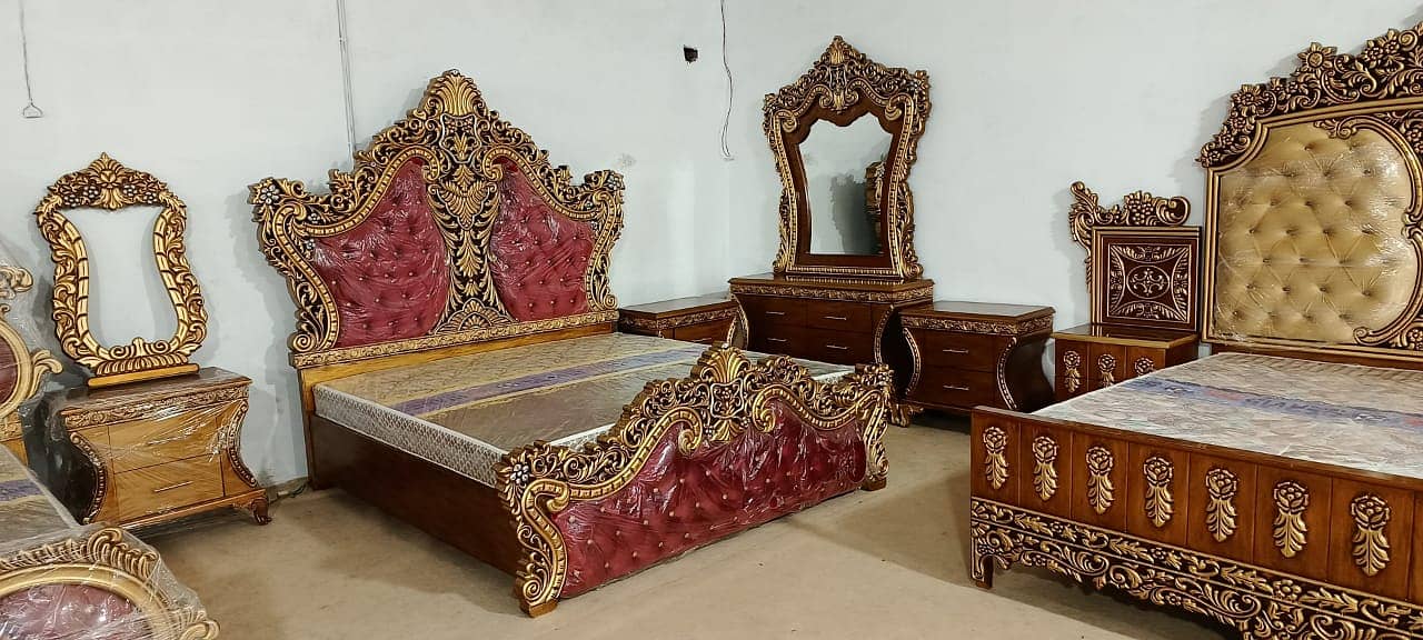 bed set / king size bed / double bed / poshish bed / bed / side table 10