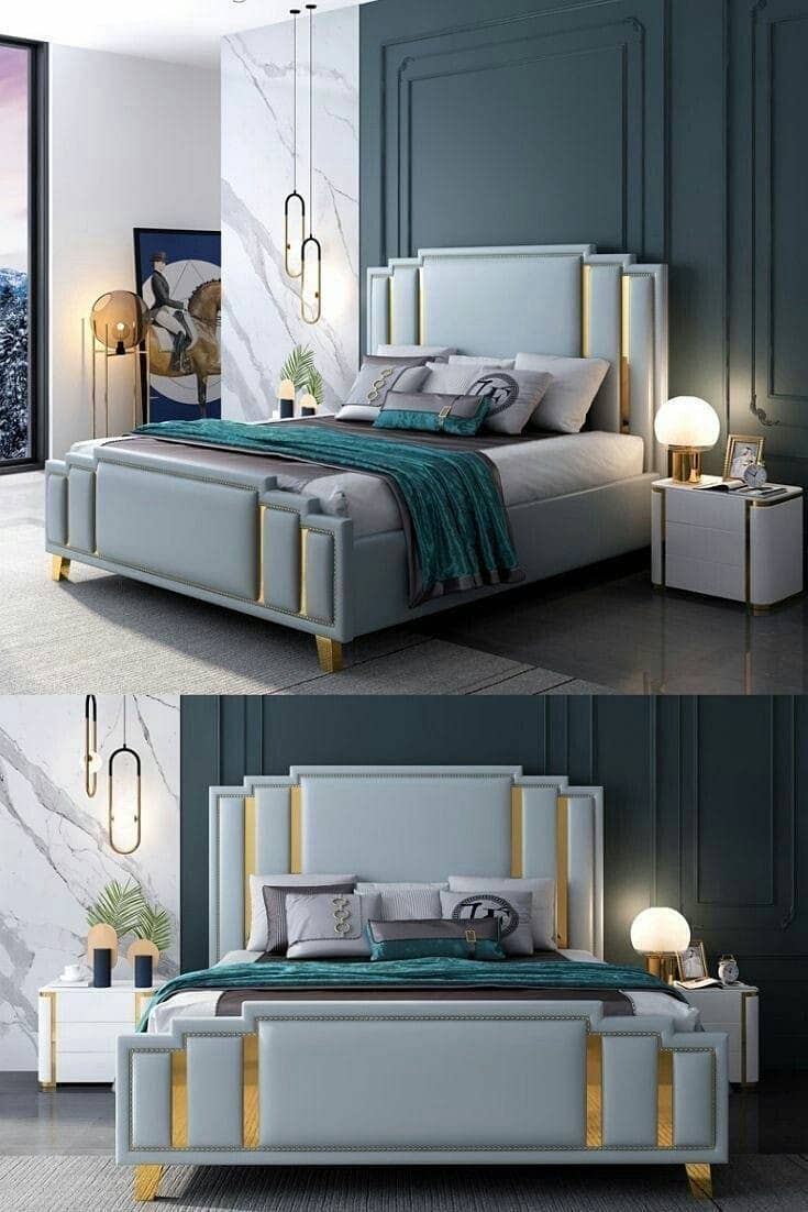 wooden bed/gloss paint bed set/luxury bed/king size bed/double bed 0