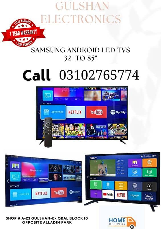 32" To 75 Inch Smart Led TV Samsung one Year Warranty 4k Resolution 0