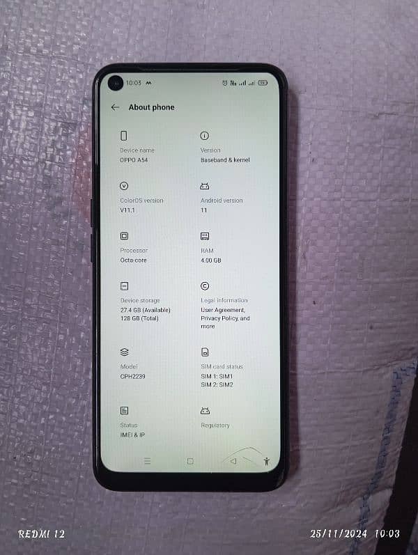 Oppo a54 for sale urgent. Cond. . . 10/8 03212478772 0