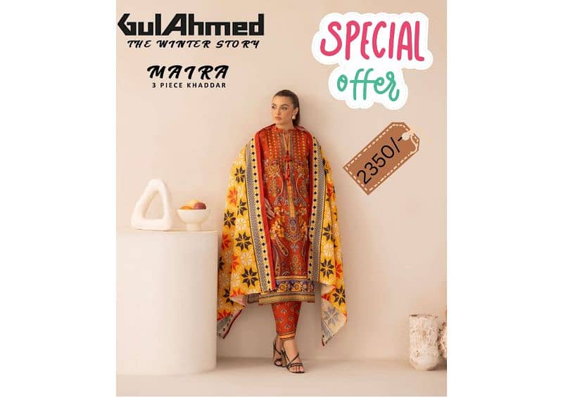 3pcs khadar/LADIES UNSTITCHED SUIT/GUL AHMED/WINTER COLLECTION 0