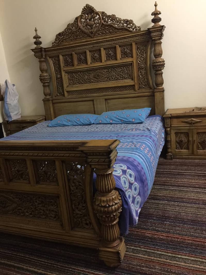 Bed set | King size Bed set | Double Bed set | Wooden Bed set| Side Ta 0