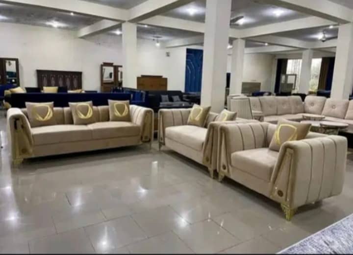 Sofa set / 6 Seater Sofa / Dark Blue Sofa / Pure Wood Sofa /Furniture 0