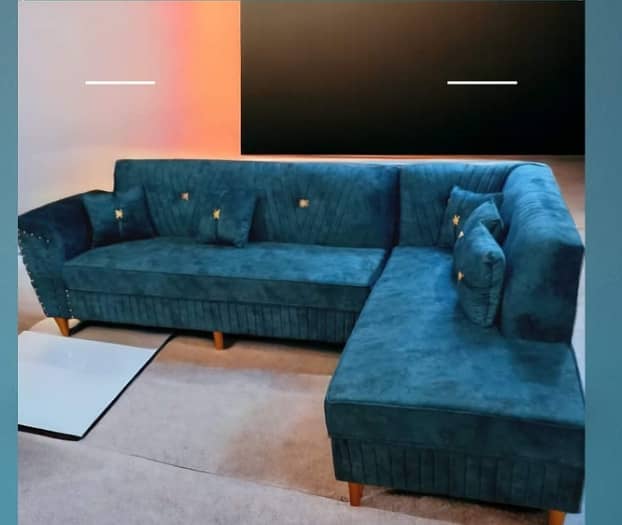 Sofa set / 6 Seater Sofa / Dark Blue Sofa / Pure Wood Sofa /Furniture 1