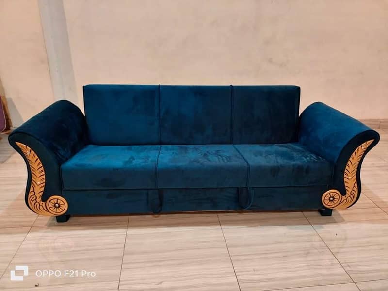 Sofa set / 6 Seater Sofa / Dark Blue Sofa / Pure Wood Sofa /Furniture 3