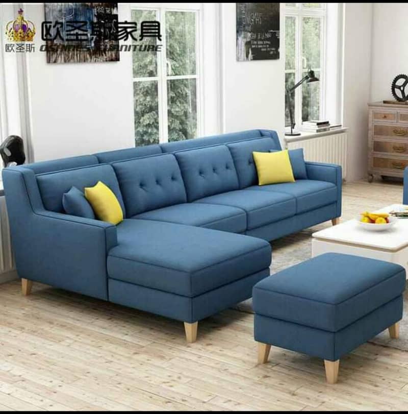 Sofa set / 6 Seater Sofa / Dark Blue Sofa / Pure Wood Sofa /Furniture 6