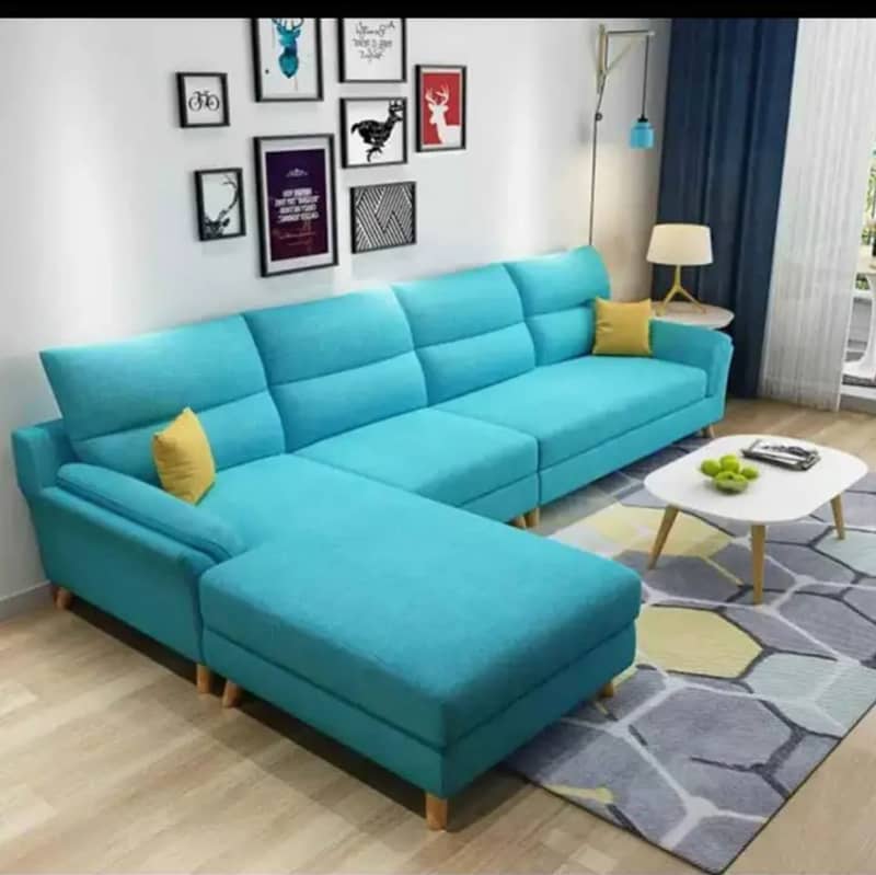 Sofa set / 6 Seater Sofa / Dark Blue Sofa / Pure Wood Sofa /Furniture 15