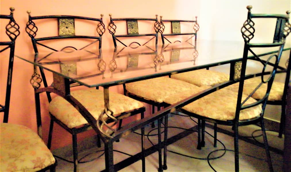 Wrought Iron Table (Italian Design) with 6 Chairs with 12 MM Imported 4