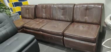 Brown shiner leather sofa