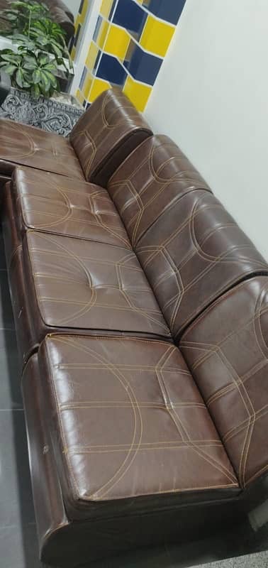 Brown shiner leather sofa 1