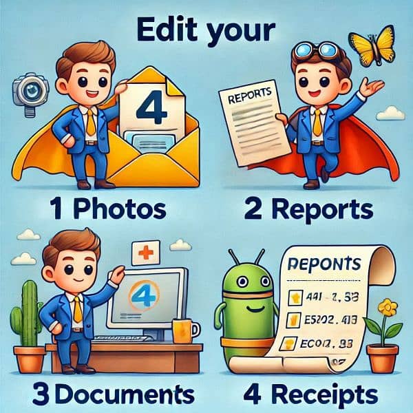 Edit Documents, Photos, Reports, Receipts 0