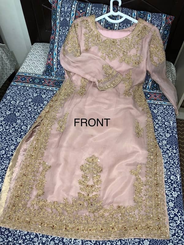 Crinckle Shaffon| Designer dress| Tea-pink colour|Size“ Medium-Large”| 0