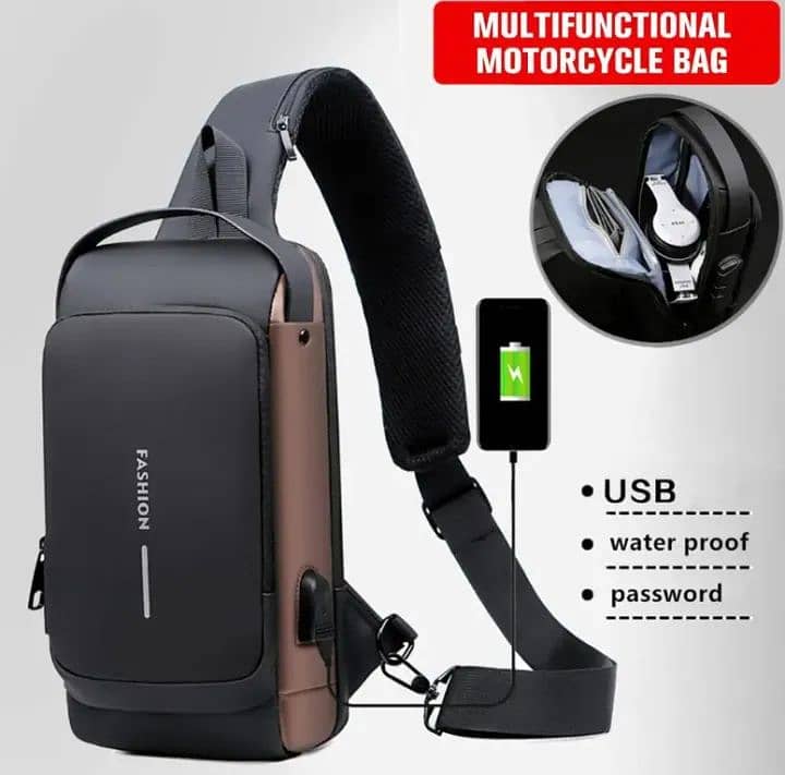 Multifunction Chest Bag for Men/Women - Waterproof, USB Charge, 2