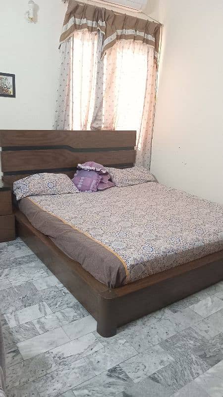 King size Bed for sale with 2 side tables and mattress 3