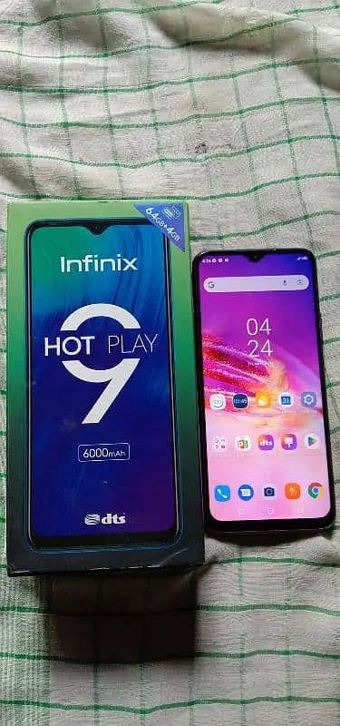 infinix hot 9 play 4Gb 64Gb with Box and Seald 8