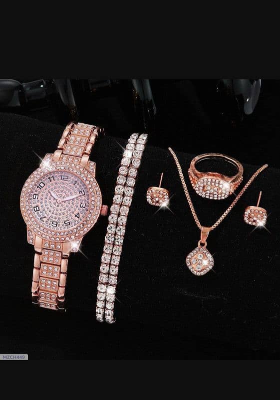 Womens Diamond Artificial Set. . . Number Watch -Rose Gold 0