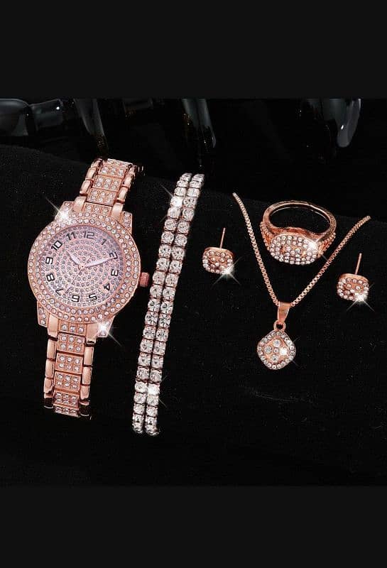 Womens Diamond Artificial Set. . . Number Watch -Rose Gold 1