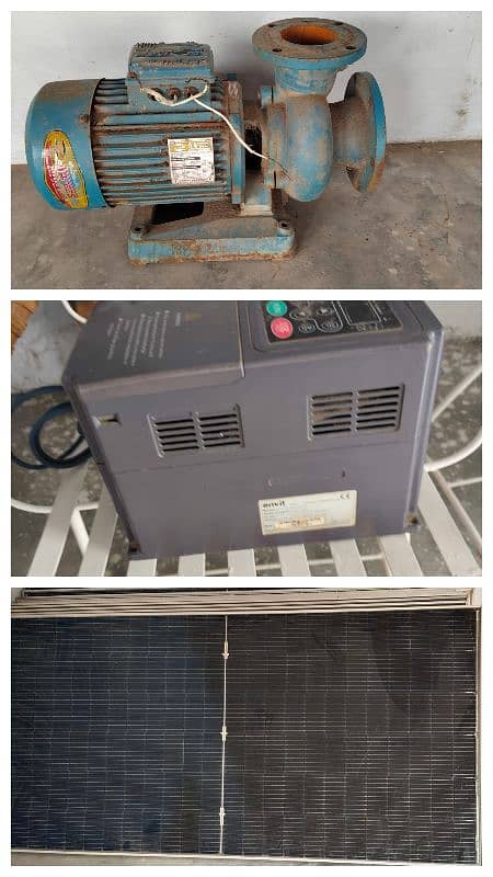 Complete set 14 solar panels, 7.5KW inverter and 7.5hp motor 0