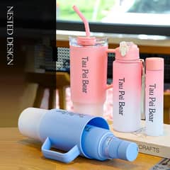 3pcs Motivational Water Bottle With Straw,Drinking Water For Gym