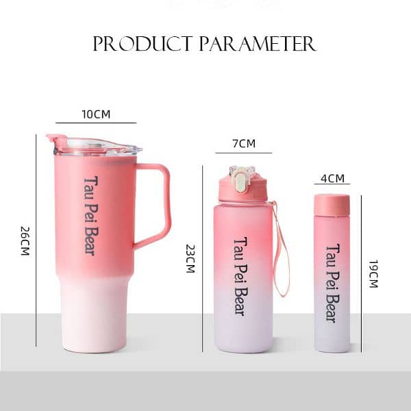 3pcs Motivational Water Bottle With Straw,Drinking Water For Gym 5