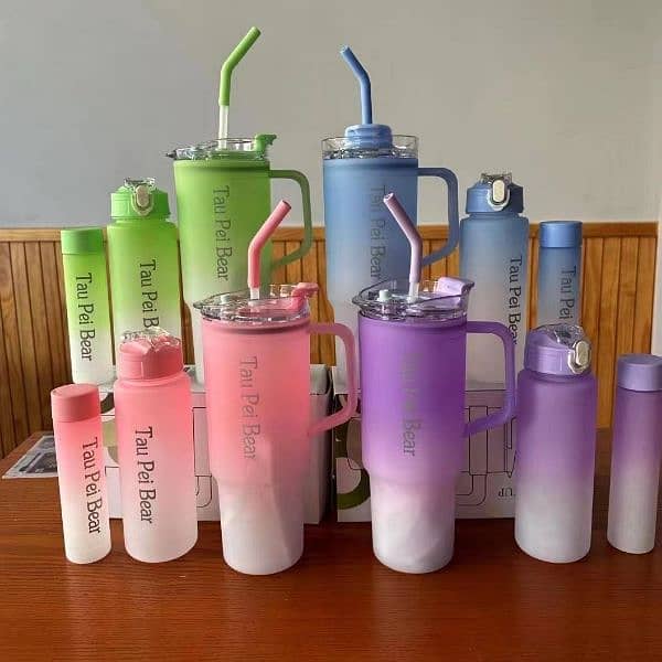 3pcs Motivational Water Bottle With Straw,Drinking Water For Gym 8