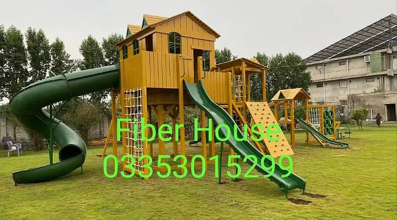 Playground equipment | Garden wooden play area | slides and ropes 7