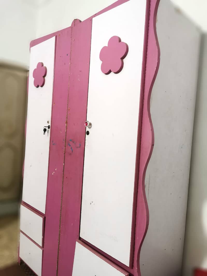 Pink & White Wardrobe with Floral Design 1