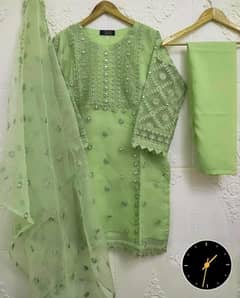 Elegant woman's stitched suits in green - 3 piece suit - Embroidered