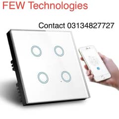 Smart Switch Board touch 4 Gang black & white plates Tuya Smart