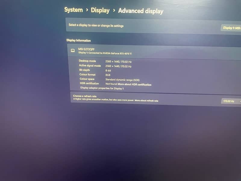 MSI G272QPF 1440 165 Hz QHD 2K Gaming Monitor in Excellent Condition 1