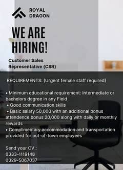 we are only hiring females cSr