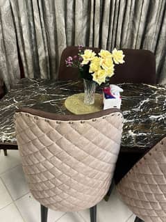 6 seater dining table, marble top table