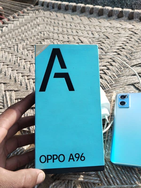 oppo A96 condition 10 by 10 complete inbox color sunset blue 13