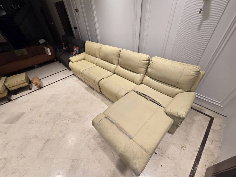 L shaped Recliner Sofa & orange 2.5seater 0