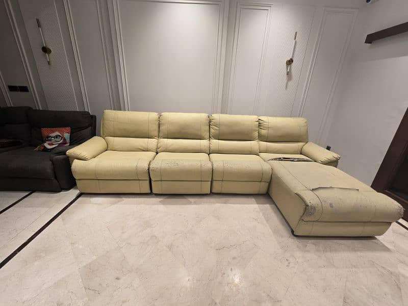 L shaped Recliner Sofa & orange 2.5seater 1