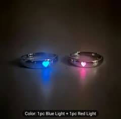 Glow-in-the-Dark Heart Adjustable Rings for Couples - 2pcs,Casual Wear