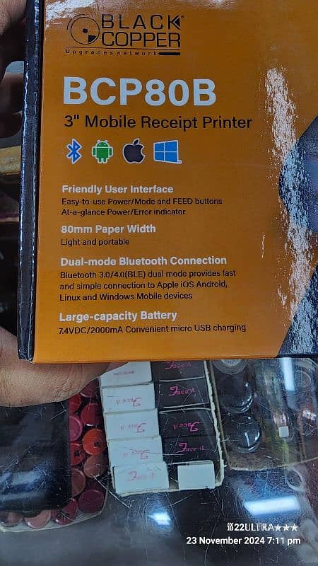 black copper Bluetooth thermal printer 3inch 4