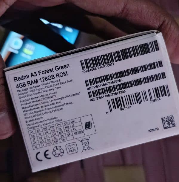 Redmi A3 4/128 full warranty condition 10 by 10 2